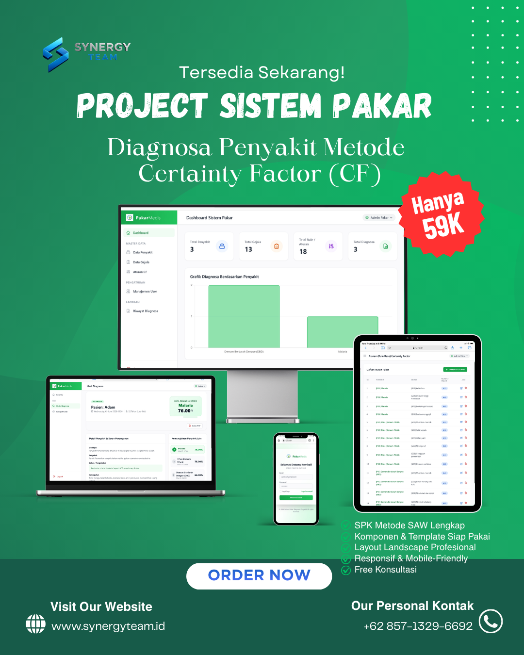 🩺 Sistem Pakar Diagnosa Penyakit Metode Certainty Factor (CF)